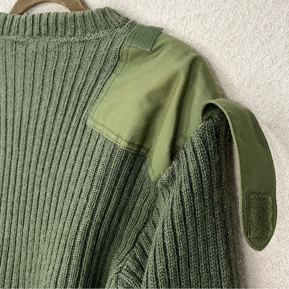 Vintage Military Wool Sweater-Army Olive Green-Made in England-Size 100cm-Vtg- - Picture 8 of 11